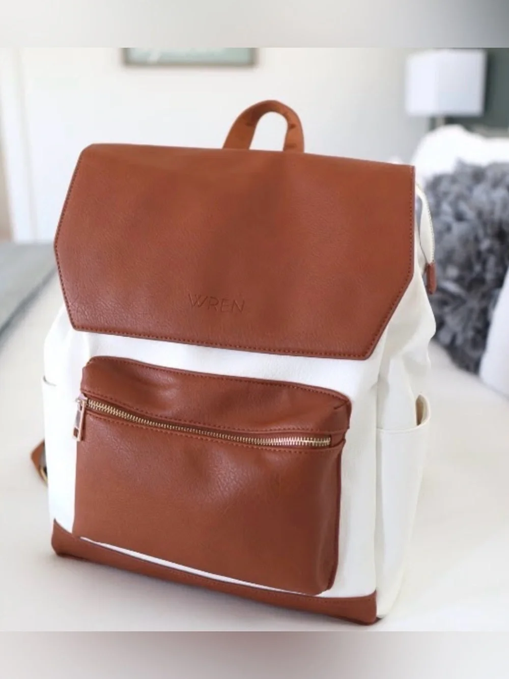 Wren Chestnut Brown and Cream Leather Backpack